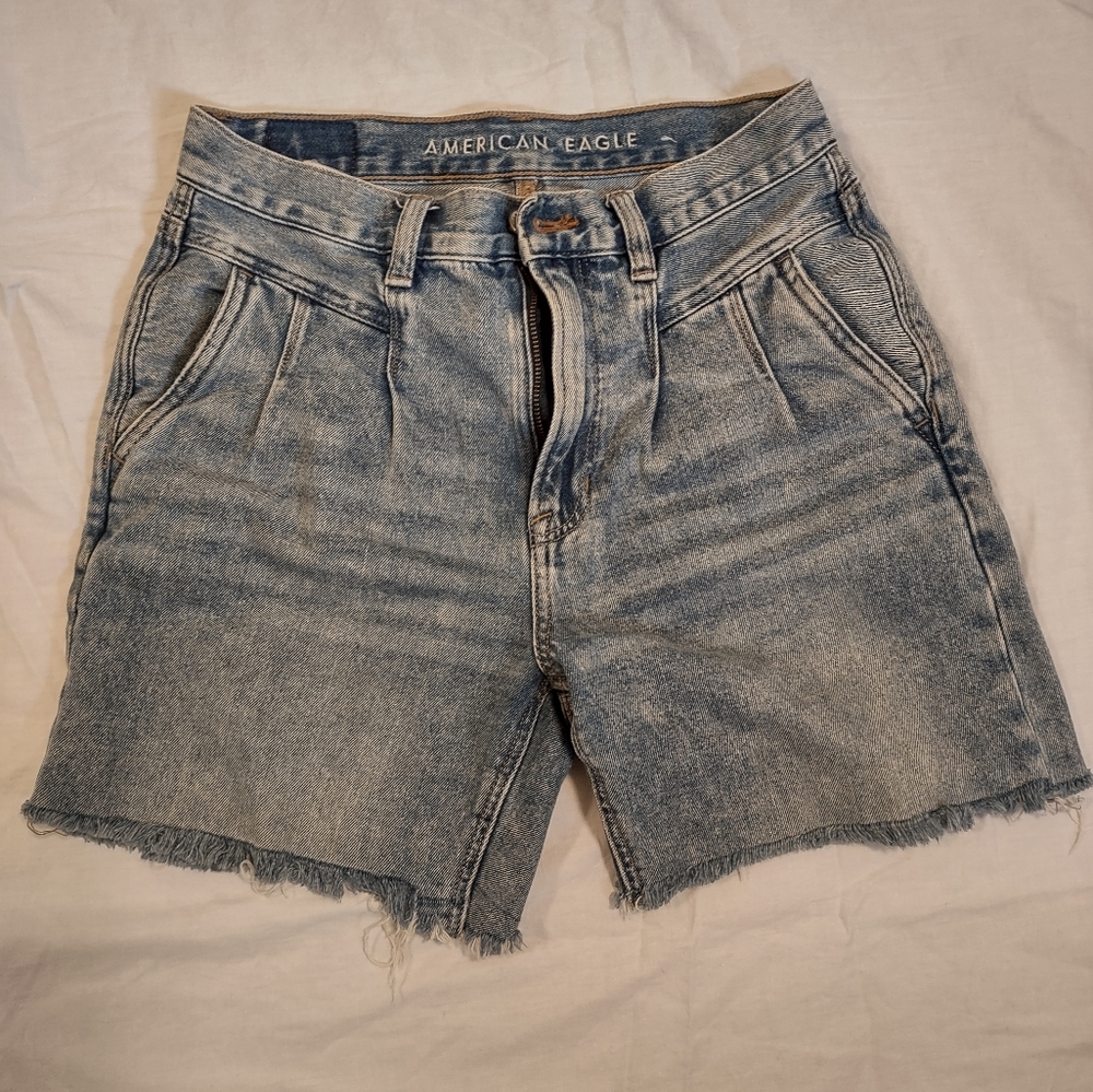 American Eagle Pleated Denim Shorts